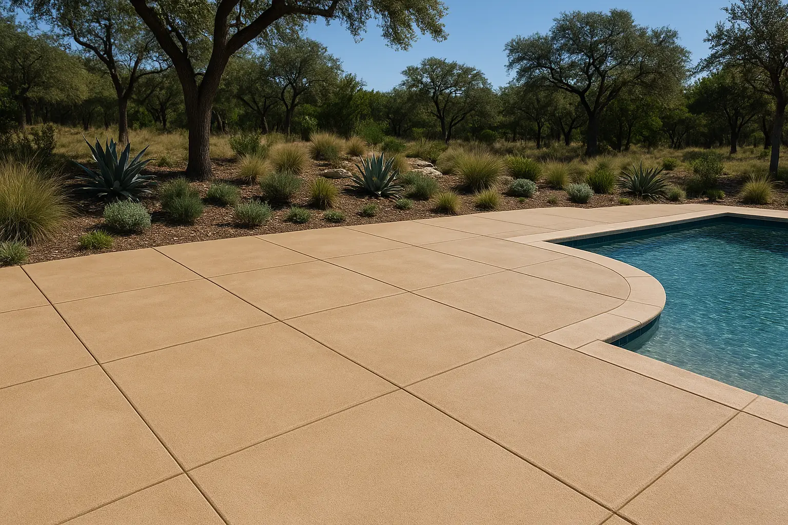 Decorative concrete patio and pool deck San Antonio Texas