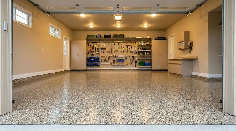 3-car garage metallic epoxy floor