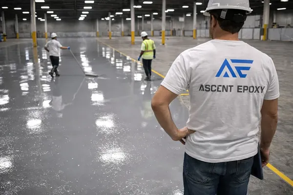 Industrial epoxy system application with safety markings