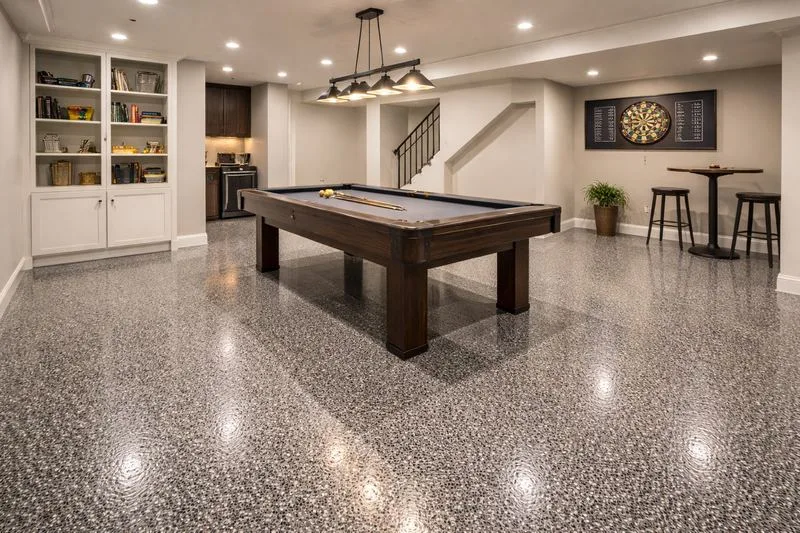 Casita charcoal flake epoxy floor San Antonio