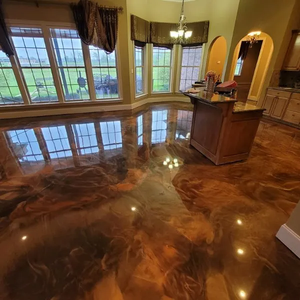 Metallic swirl pattern epoxy floor San Antonio